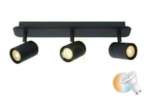 Prüfen Plafond Lucide LENNERT schwarz 3x GU10 IP44 Badezimmer 26958/15/30