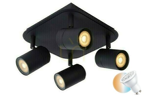 Prüfen Plafond Lucide LENNERT schwarz LED 4-flammig IP44 GU10 26958/20/30