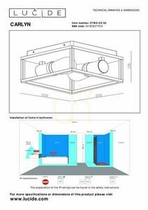 Plafond Lucide CARLYN schwarz Aluminium IP54 2x E14 27100/02/30 small 8