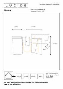 Außenwandleuchte Lucide MANAL Anthrazit LED 12W IP65 27896/12/29 small 6