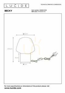 Tischleuchte Lucide Becky Grau Glas E27 45569/01/65 small 3