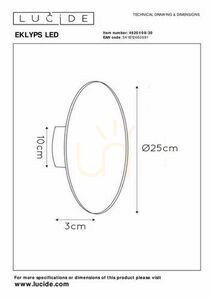 Wandleuchte Lucide EKLYPS LED Schwarz 25 cm Aluminium 46201/08/30 small 4