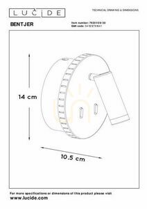 Wandleuchte Lucide BENTJER schwarz LED Metall 2-flammig 79201/09/30 small 7