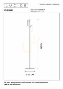 Stehleuchte Lucide Philon 79781/10/30 schwarz LED 2x4,5 W 3000 K 140 cm dimmbar small 6