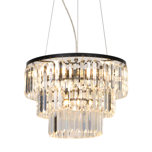 Prüfen Kristall-Pendelleuchte Zuma Line TIFANNY P17127-4, schwarz, 4×E14, Ø40 cm