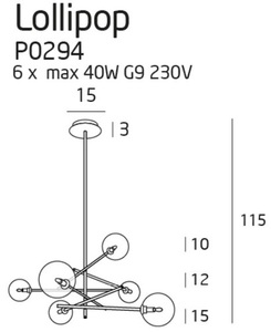 Pendelleuchte Max Light Lollipop P0294 6-flammig Messing Glas small 3