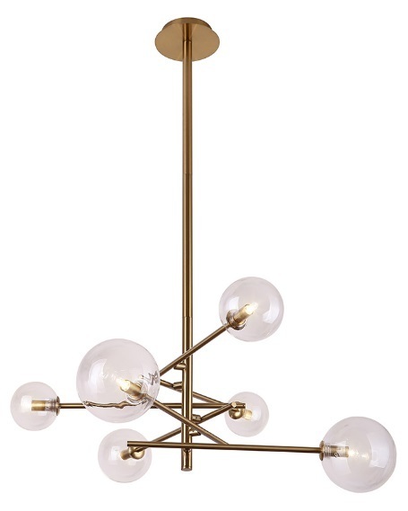 Závěsná lampa Max Light Lollipop P0294 mosazná 6x40W 88 cm