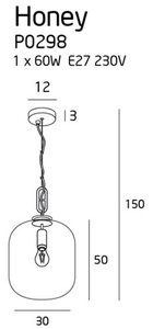 Pendelleuchte Max Light Honey P0298 schwarz Rauchglas 30 cm small 1