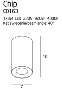 Plafond Max Light Chip C0163 schwarz LED 8W 7 cm small 3