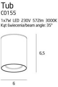 Plafond Max Light TUB C0155 LED weiß rund 6 cm 7W 3000K 4 Plafond Max Light TUB C0155 LED weiß rund 6 cm 7W 3000K small 4