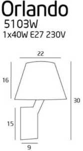 Wandleuchte Max Light Orlando 5103W/BLNM schwarz satiniert 30 cm Stoff Metall small 1