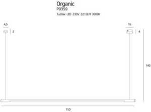 Pendelleuchte Max Light Organic Horizon P0359 Chrom LED 150 cm small 1