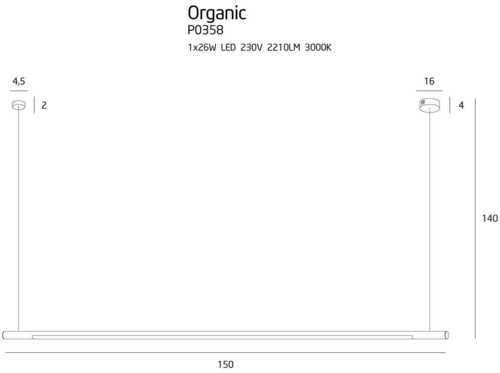 Prüfen Pendelleuchte Max Light Organic Horizon P0358 schwarz LED 26W 150 cm