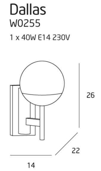 Vorschau Wandleuchte Max Light Dallas W0255 schwarz Metall Glas 1-flammig Wandleuchte Max Light Dallas W0255 schwarz Metall Glas 1-flammig