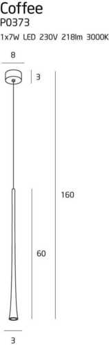 Prüfen Pendelleuchte Max Light Coffee P0373 schwarz 160 cm LED 7W