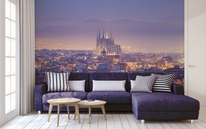 Magischer Sonnenuntergang in Barcelona, Sagrada Família, Luftaufnahme, Spiel des Lichtes und des Schattens, Wandwandbild 1 Magischer Sonnenuntergang in Barcelona, Sagrada Família, Luftaufnahme, Spiel des Lichtes und des Schattens, Wandwandbild small 1