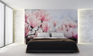 Fototapete Blumen, rosa Magnolie, Frühling, Schlafzimmer Fototapete small 1