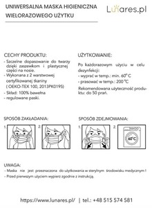 Sky - Hygienemaske, wiederverwendbar, 5 Baumwolle, blau small 6