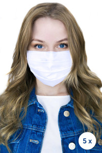 Weiß - Wiederverwendbare weiße Baumwollfiltermasken 5 Stück small 0