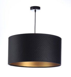 Hängelampe über dem Tisch Leder E27 60W gestepptes Schwarzgold small 0