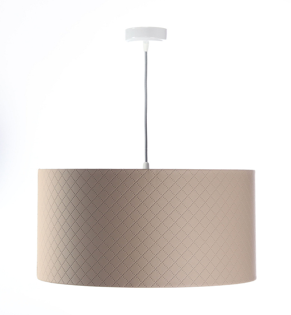 Vorschau Beige Lederlampe E27 60W Diamantsteppung, Silber Beige Lederlampe E27 60W Diamantsteppung, Silber