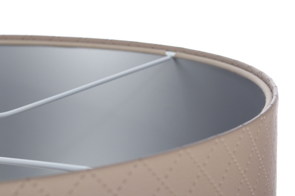 Zeige Beige Lederlampe E27 60W Diamantsteppung, Silber Beige Lederlampe E27 60W Diamantsteppung, Silber