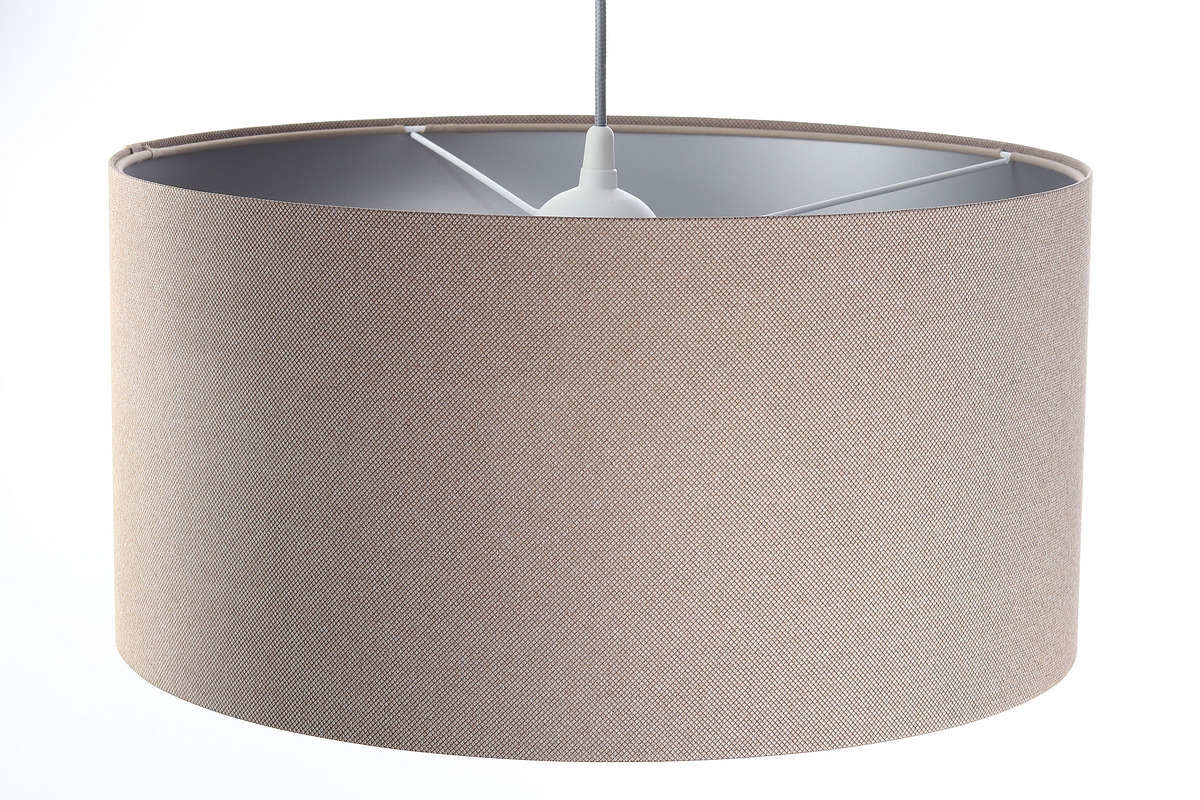 Anzeige Hängelampe Leder E27 60W Polstermaterial, beige, silber Hängelampe Leder E27 60W Polstermaterial, beige, silber