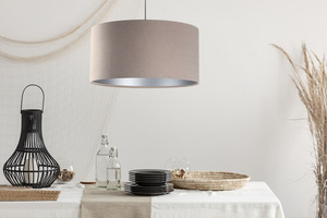 Hängelampe Leder E27 60W Polstermaterial, beige, silber 5 Hängelampe Leder E27 60W Polstermaterial, beige, silber small 5