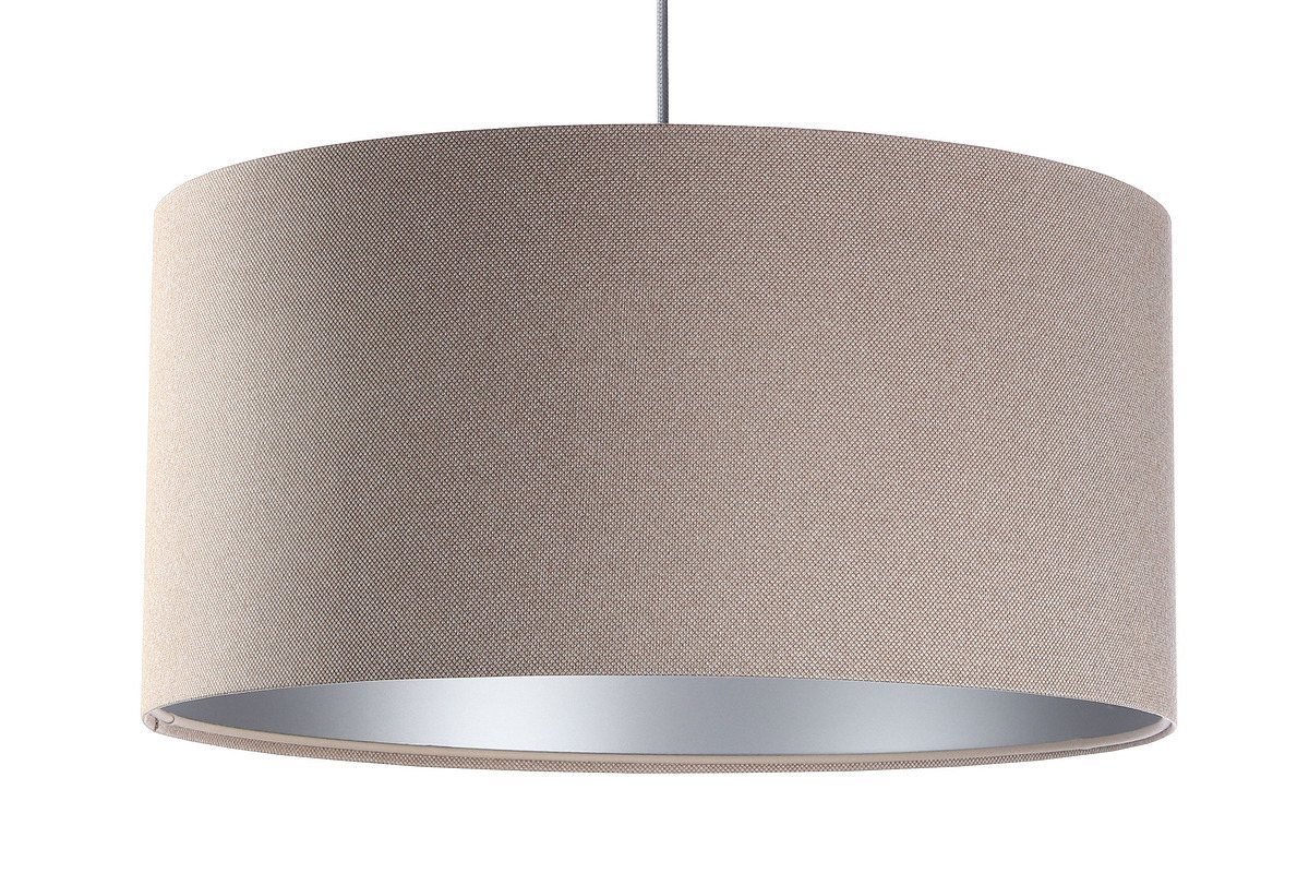 Aussicht Hängelampe Leder E27 60W Polstermaterial, beige, silber Hängelampe Leder E27 60W Polstermaterial, beige, silber