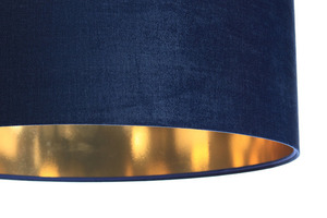 Leder - dunkelblaue Hängelampe, Samtstoff, Gold E27 60W small 1