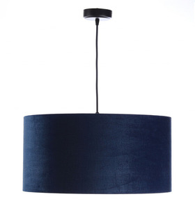 Leder - dunkelblaue Hängelampe, Samtstoff, Gold E27 60W small 2