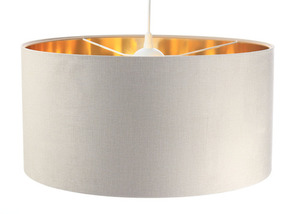 Leder - Hängelampe über dem Tisch, Samtstoff, creme / gold E27 60W small 3