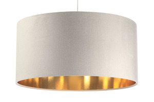 Leder - Hängelampe über dem Tisch, Samtstoff, creme / gold E27 60W small 7