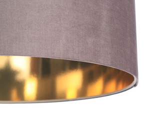 Runder Lederleuchter 60W E27 dunkelbeige, gold, gepolstert small 1