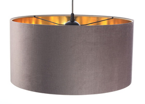 Runder Lederleuchter 60W E27 dunkelbeige, gold, gepolstert small 3