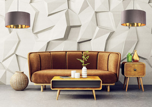 Runder Lederleuchter 60W E27 dunkelbeige, gold, gepolstert small 6
