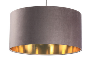 Runder Lederleuchter 60W E27 dunkelbeige, gold, gepolstert small 7
