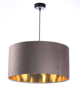 Runder Lederleuchter 60W E27 dunkelbeige, gold, gepolstert small 0