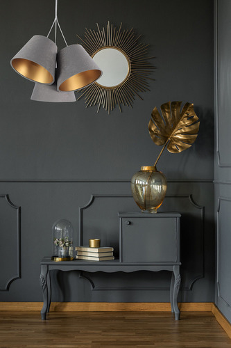 Prüfen Triple BUCKET E27 40W Lampe grau / gold höhenverstellbar
