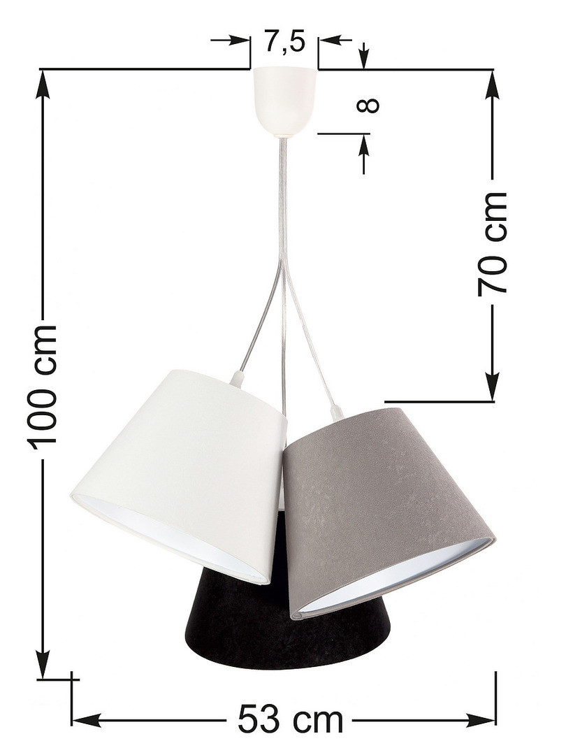 Aussicht Dreifache Tischleuchte EIMER E27 60W weiß / grau / schwarz Dreifache Tischleuchte EIMER E27 60W weiß / grau / schwarz