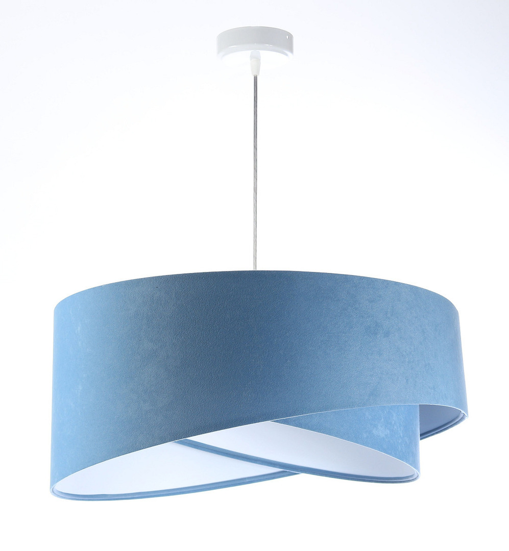Aussicht Küchenaufhängelampe Elegance 60W E27 blau / weiß, Veloursstoff Küchenaufhängelampe Elegance 60W E27 blau / weiß, Veloursstoff