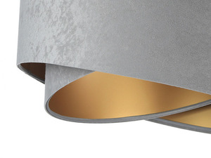 Graue Pendelleuchte Elegance 60W E27 asymmetrischer goldener Velours small 1