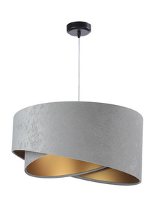 Graue Pendelleuchte Elegance 60W E27 asymmetrischer goldener Velours small 0