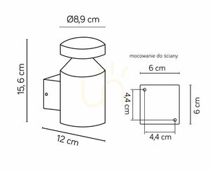 Außenwandleuchte SU-MA Delta DL-K100 dunkelgrau LED 6W IP44 small 2